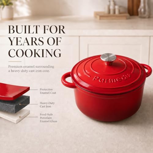 Red enameled artisan bread baking pot — photo 2