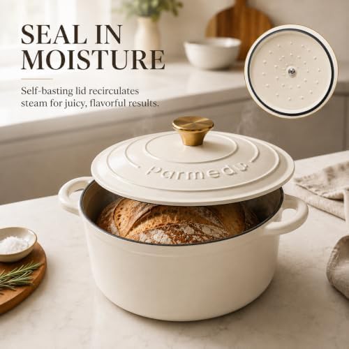 White enameled artisan bread baking pot — photo 4