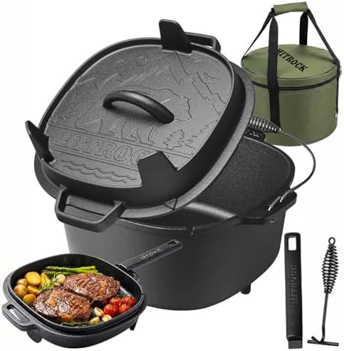 Five quart cast iron camp oven with legs