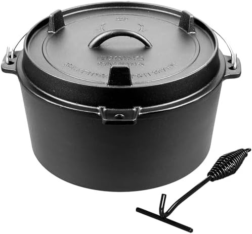 8 quart pre seasoned camping pot with lid