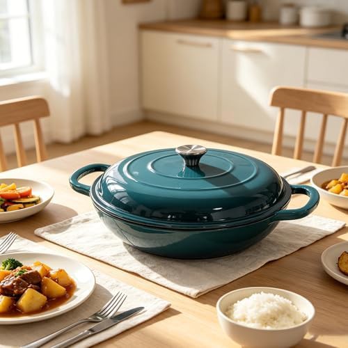 Peacock blue oval iron braiser — photo 4