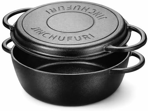 Two in one cast iron dutch oven with skillet lid