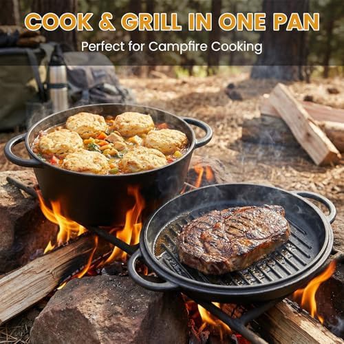 Two in one cast iron dutch oven with skillet lid — photo 3