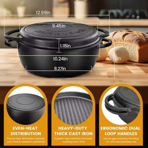 Two in one cast iron dutch oven with skillet lid — photo 4