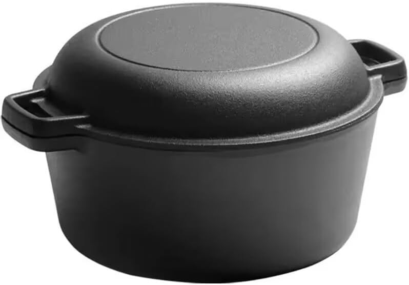 Cast iron pot with skillet lid