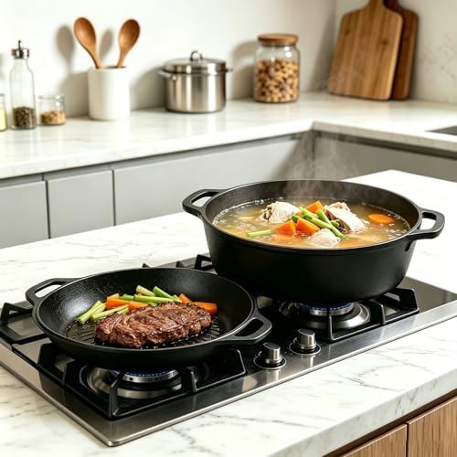 Cast iron pot with skillet lid — photo 3
