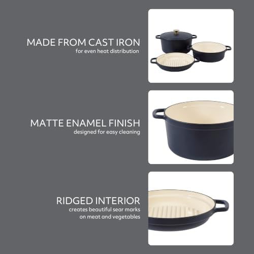 Navy blue stackable enameled cookware set — photo 4
