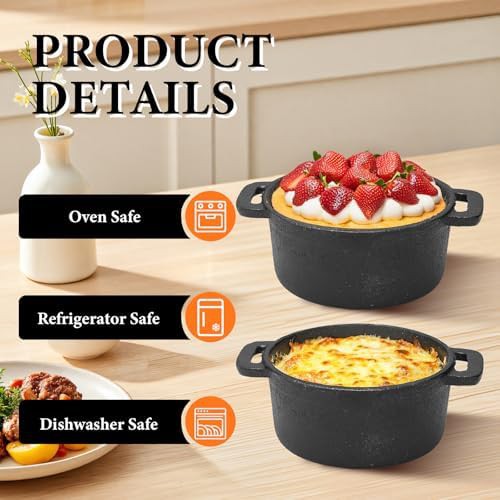 Four pack mini black cast iron cocottes — photo 4