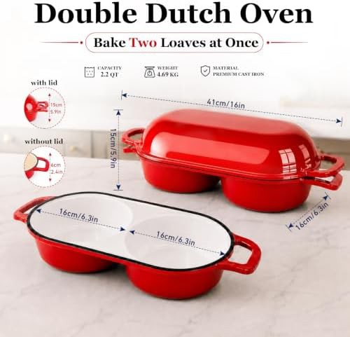 Red mini double dutch oven 2.2 qt — photo 3