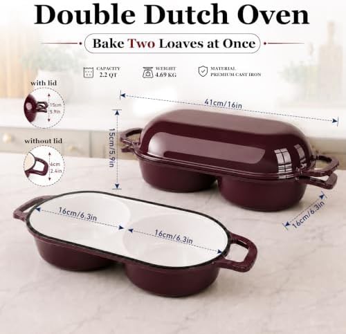 Burgundy mini double dutch oven 2.2 qt — photo 3