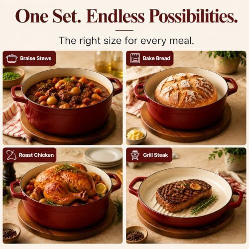 Multi-size enameled three pot set — photo 4