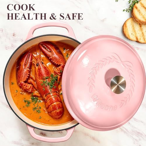 Pink enameled cast iron six quart pot — photo 3