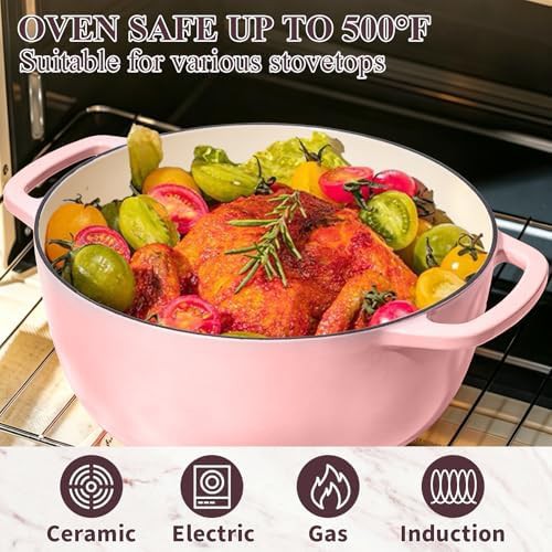 Pink enameled cast iron six quart pot — photo 5