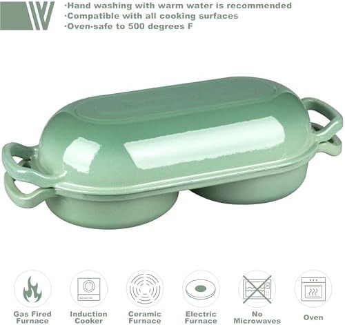 Sage green enameled double round loaf pan — photo 3