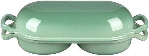 Sage green enameled double round loaf pan — photo 4