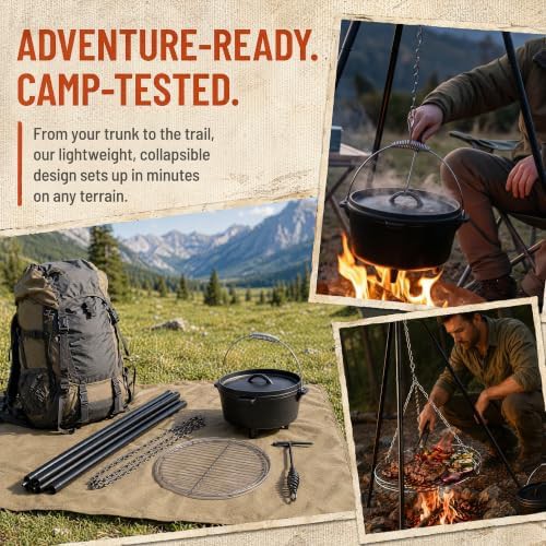 4 quart camping cast iron pot with tripod — photo 3