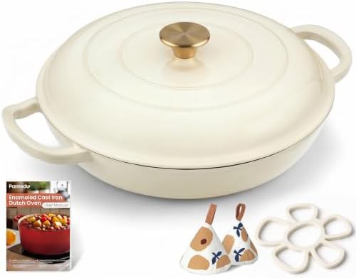 White shallow braiser and casserole pot