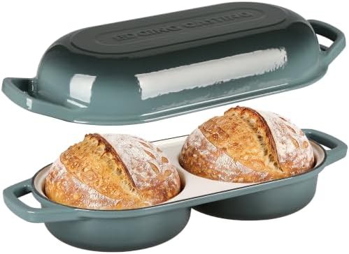 Enameled cast iron double bread Dutch oven