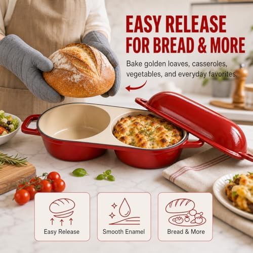 Red enameled mini bread baking pot — photo 3