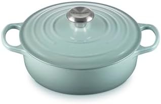 Sea salt wide enameled cast iron dutch oven