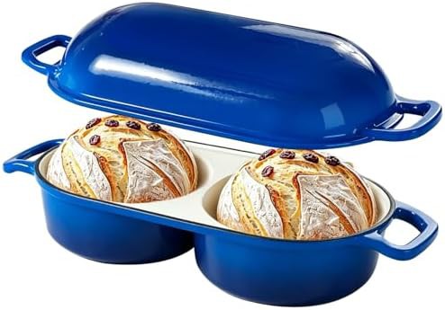 Enameled cast iron double loaf bread oven