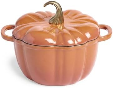 Harvest orange pumpkin enameled dutch oven
