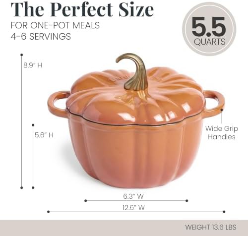 Harvest orange pumpkin enameled dutch oven — photo 3