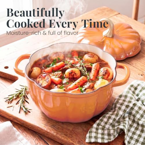 Harvest orange pumpkin enameled dutch oven — photo 4