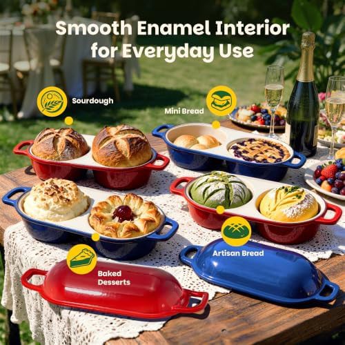 Boxential mini red cast iron dutch oven for bread — photo 4