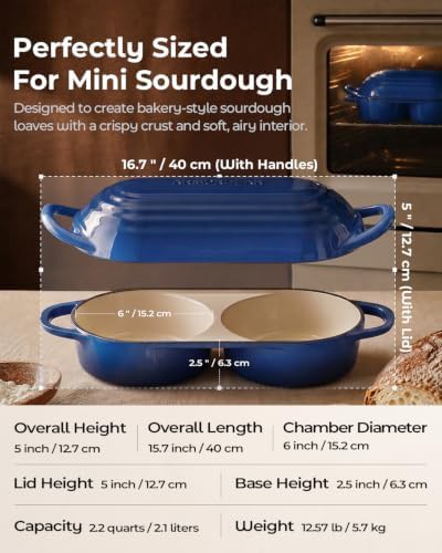 Mini blue enameled sourdough bread pan — photo 3