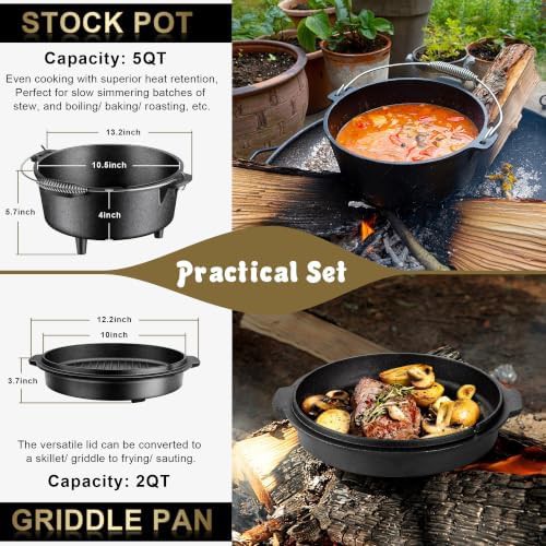Five quart cast iron pot with skillet lid — photo 4