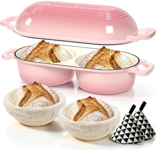 Pink mini sourdough bread baking pot
