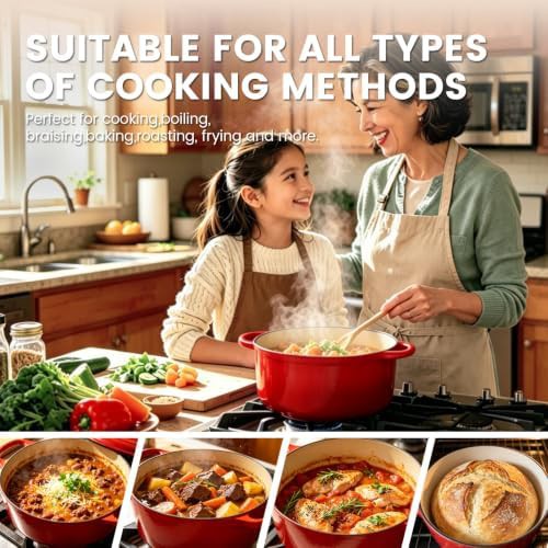 Red non stick enameled cast iron dutch oven — photo 4