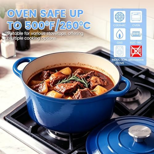 Navy blue enameled cast iron dutch oven 5qt — photo 5