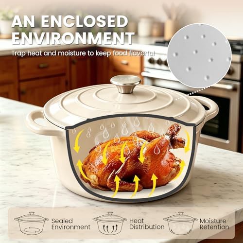 Cream enameled cast iron dutch oven 5qt — photo 3