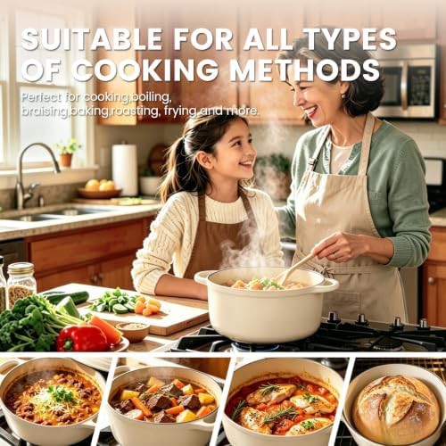 Cream enameled cast iron dutch oven 5qt — photo 4