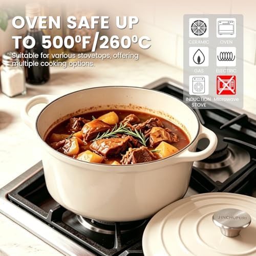 Cream enameled cast iron dutch oven 5qt — photo 5