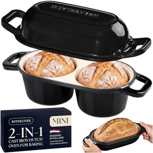 BSYSELYIER mini double cast iron black loaf pan