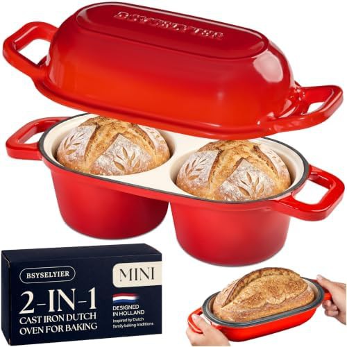 BSYSELYIER mini double cast iron red loaf pan