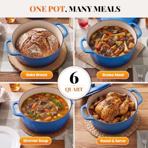 Blue enameled six quart heavy duty pot — photo 4