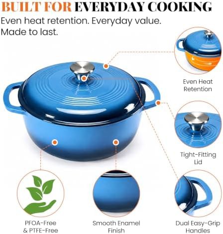 Blue enameled six quart heavy duty pot — photo 5