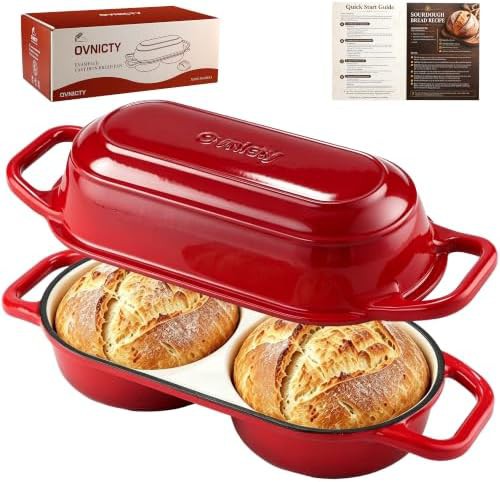 Red mini double round bread pan
