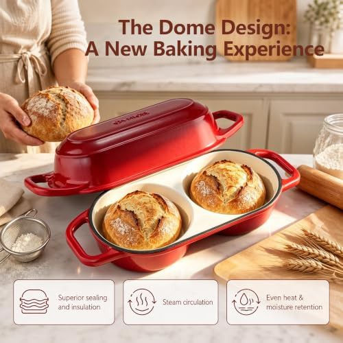 Red mini double round bread pan — photo 4
