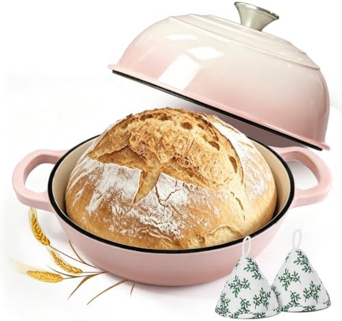 Cream enameled cast iron bread Dutch oven 6qt