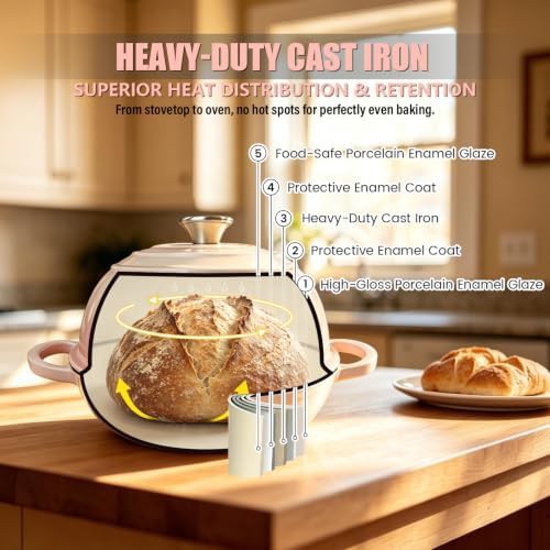 Cream enameled cast iron bread Dutch oven 6qt — photo 3