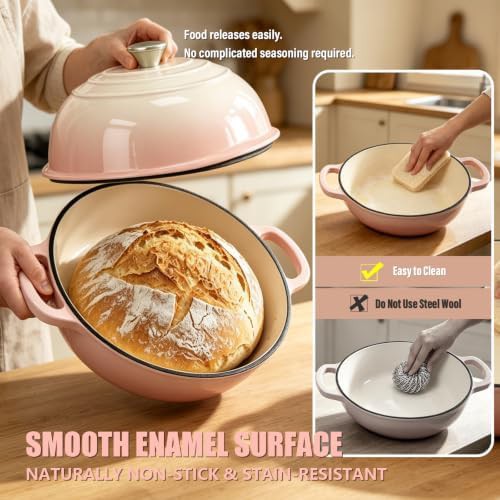 Cream enameled cast iron bread Dutch oven 6qt — photo 4