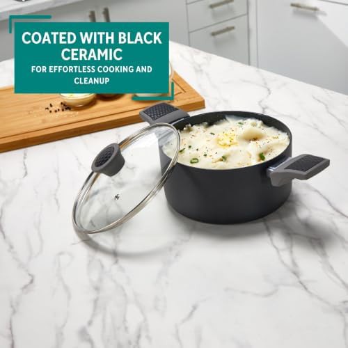 Black ceramic aluminum pot with glass lid — photo 4