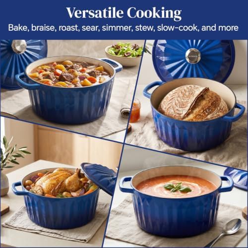 Blue diamond design enameled cast iron pot — photo 4