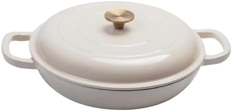 Cream shallow braiser two quart pot