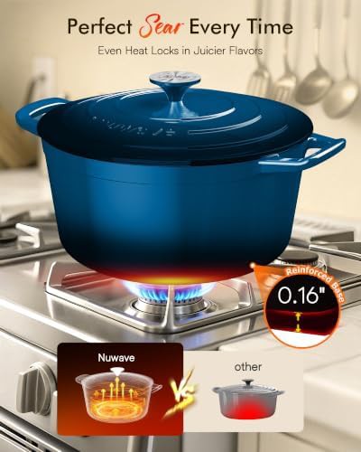 Santorini blue enameled cast iron pot — photo 5